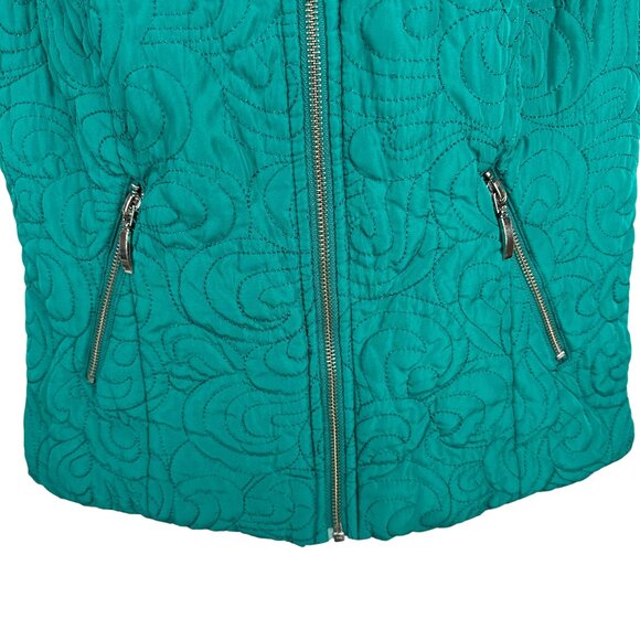 Christopher & Banks Quilted Green Vest With Zippered Pockets Size S - Picture 2 of 6